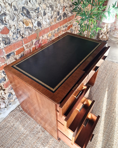 Art Deco Walnut Pedestal Desk
