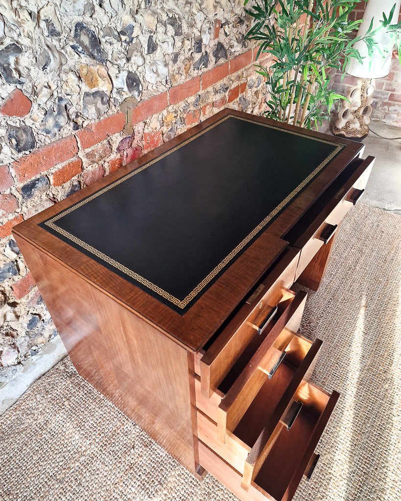 Art Deco Walnut Pedestal Desk