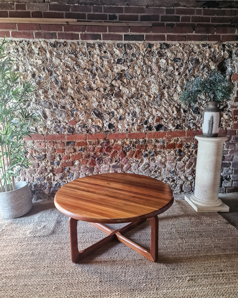 Mid Century Round Teak Large Coffee Table