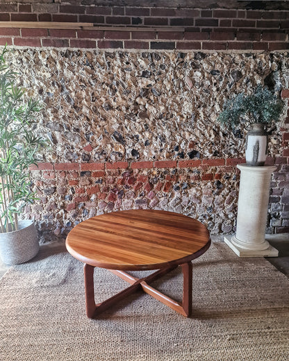 Mid Century Round Teak Large Coffee Table