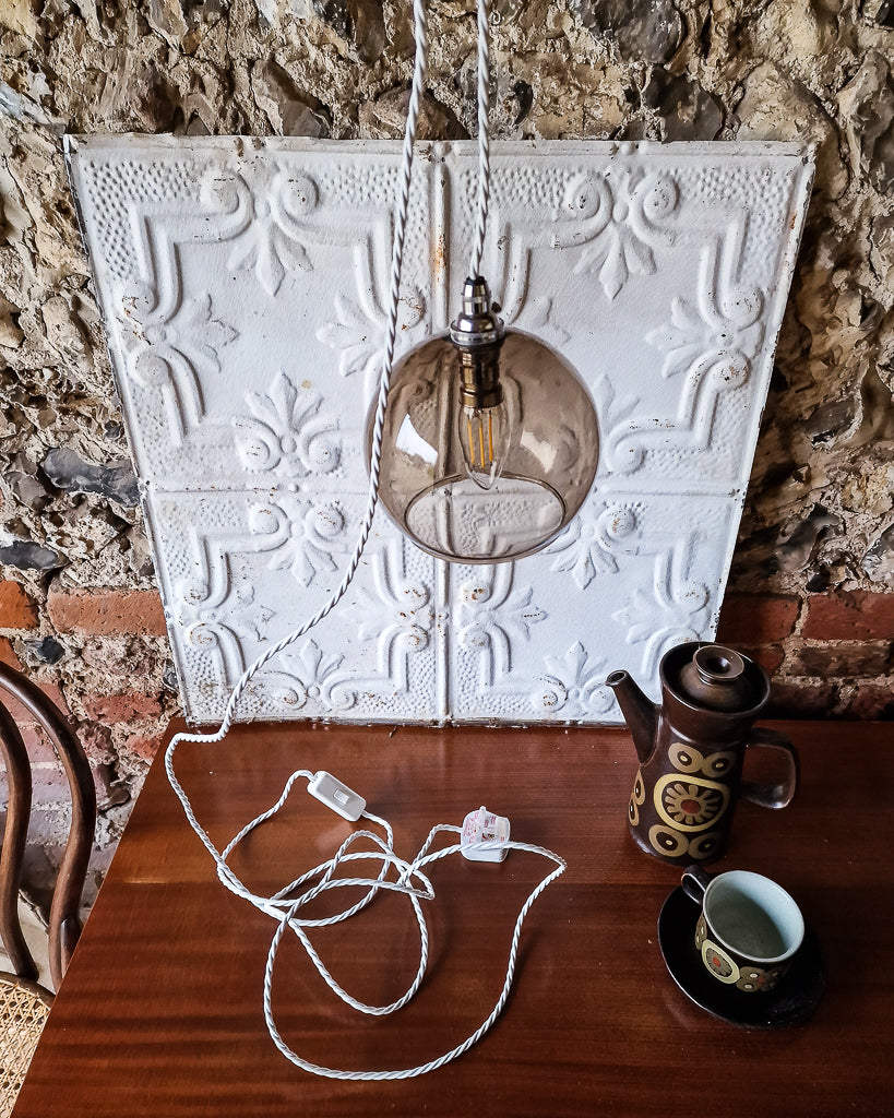 Mid Century Plug & Hang Glass Ceiling Pendant Light