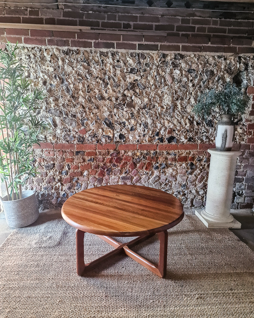 Mid Century Round Teak Large Coffee Table