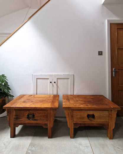 Vintage Wabi Sabi Style Bedside Cabinets (Pair)