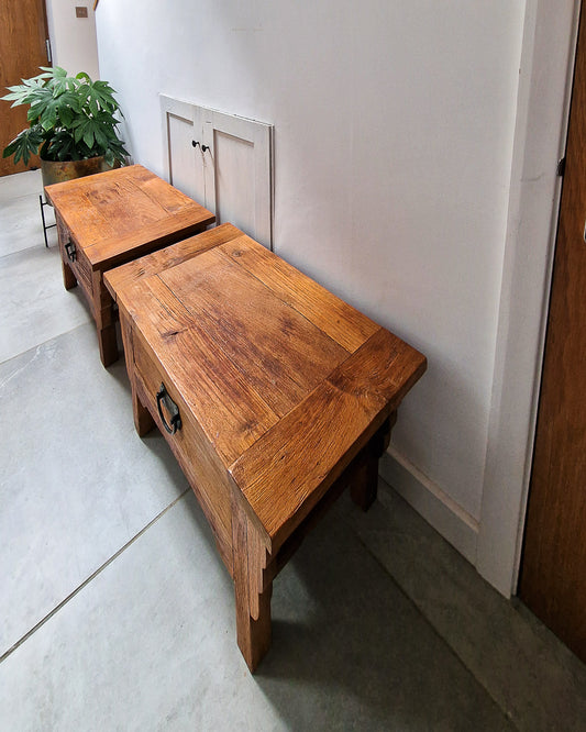 Vintage Wabi Sabi Style Bedside Cabinets (Pair)