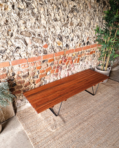 Mid Century Teak Hall Bench / Coffee Table