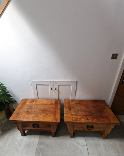 Vintage Wabi Sabi Style Bedside Cabinets (Pair)