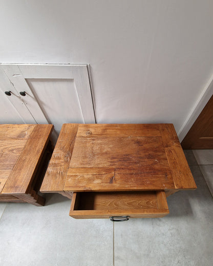 Vintage Wabi Sabi Style Bedside Cabinets (Pair)