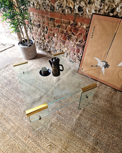 Mid Century Italian Glass & Brass Coffee Table Gallotti & Radice