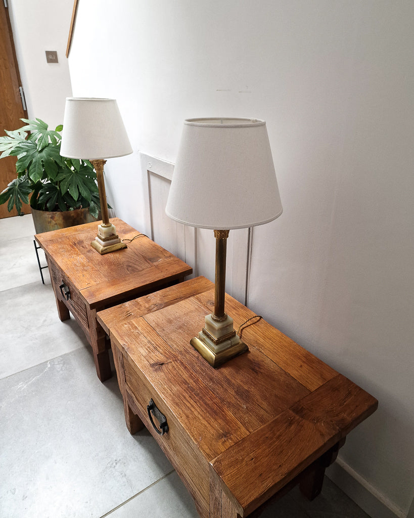 Vintage Wabi Sabi Style Bedside Cabinets (Pair)