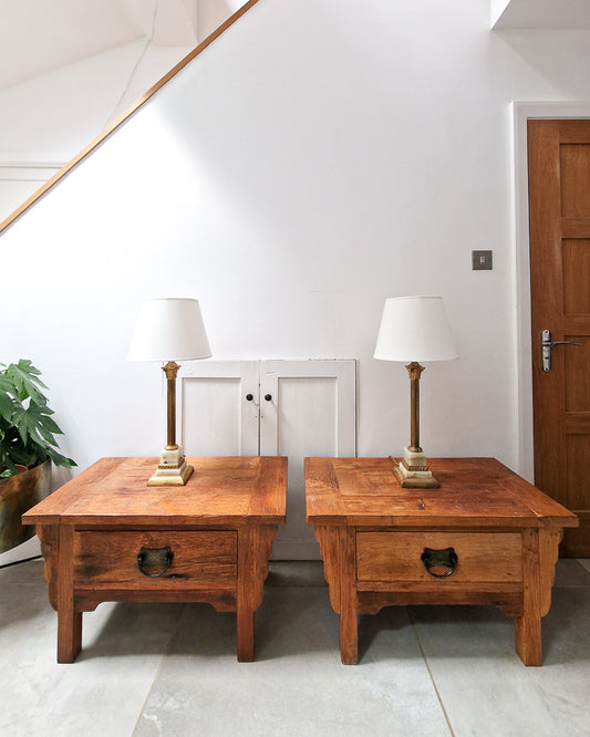 Vintage Wabi Sabi Style Bedside Cabinets (Pair)
