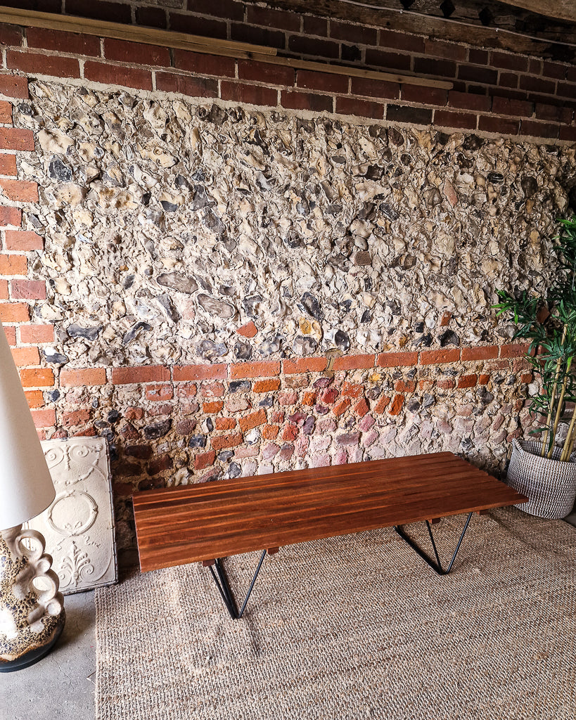 Mid Century Teak Hall Bench / Coffee Table