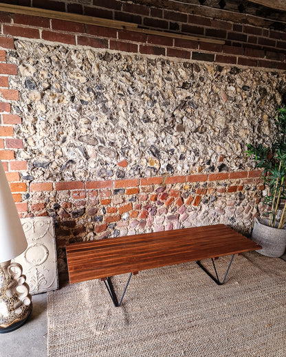 Mid Century Teak Hall Bench / Coffee Table