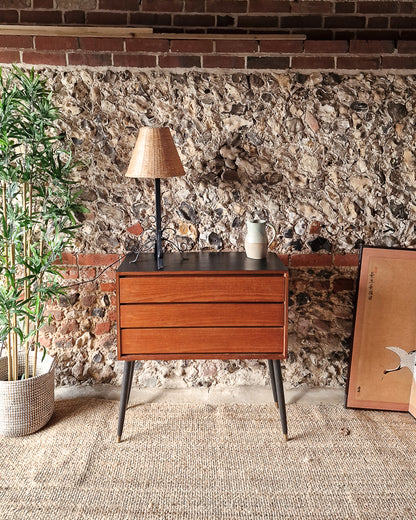 Mid Century Wrought Iron Table Lamp (inc. wicker shade)