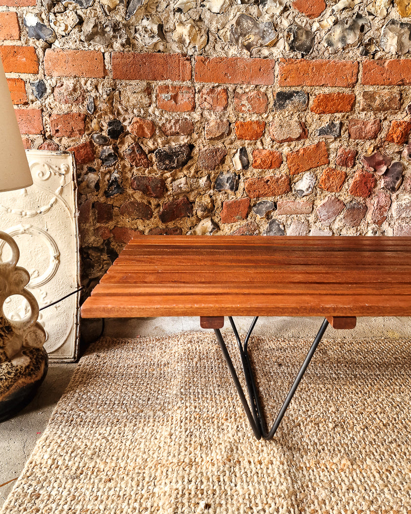 Mid Century Teak Hall Bench / Coffee Table