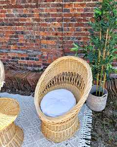 Mid Century Boho Wicker Set (2 Chairs & Table)