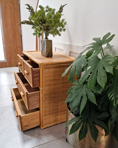 Vintage Bamboo & Rattan Chest of Drawers