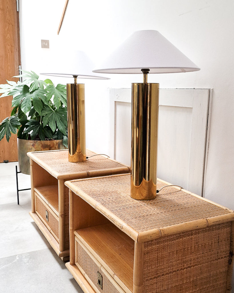Mid Century Brass  Cynical Table Lamps (Pair)