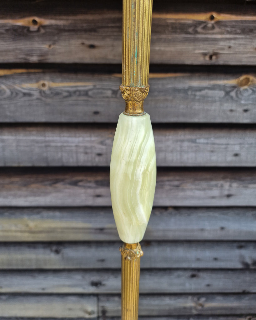 Mid Century Standard Floor Lamp inc. Shade Brass and Green Onyx