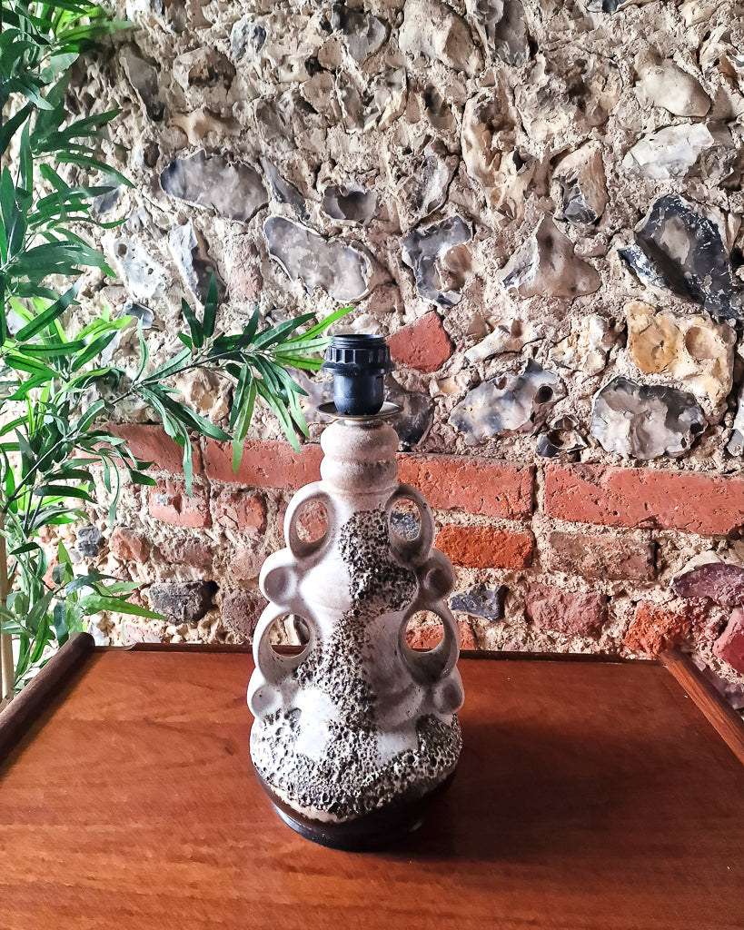 Medium German Pottery Fat Lava Table Lamp
