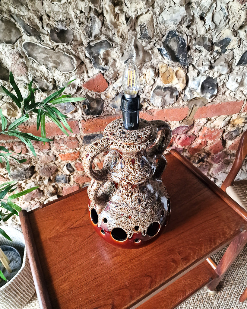 Large German Pottery Fat Lava Table Lamp