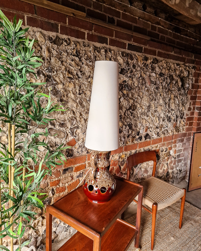 Large German Pottery Fat Lava Table Lamp