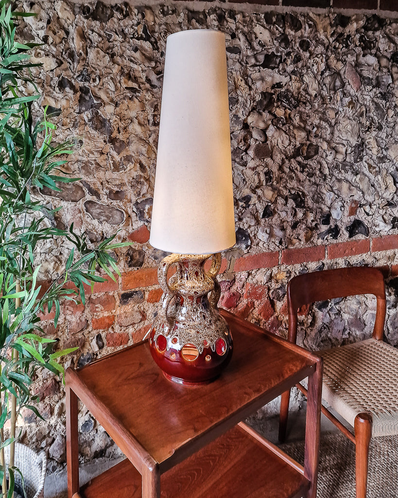 Large German Pottery Fat Lava Table Lamp