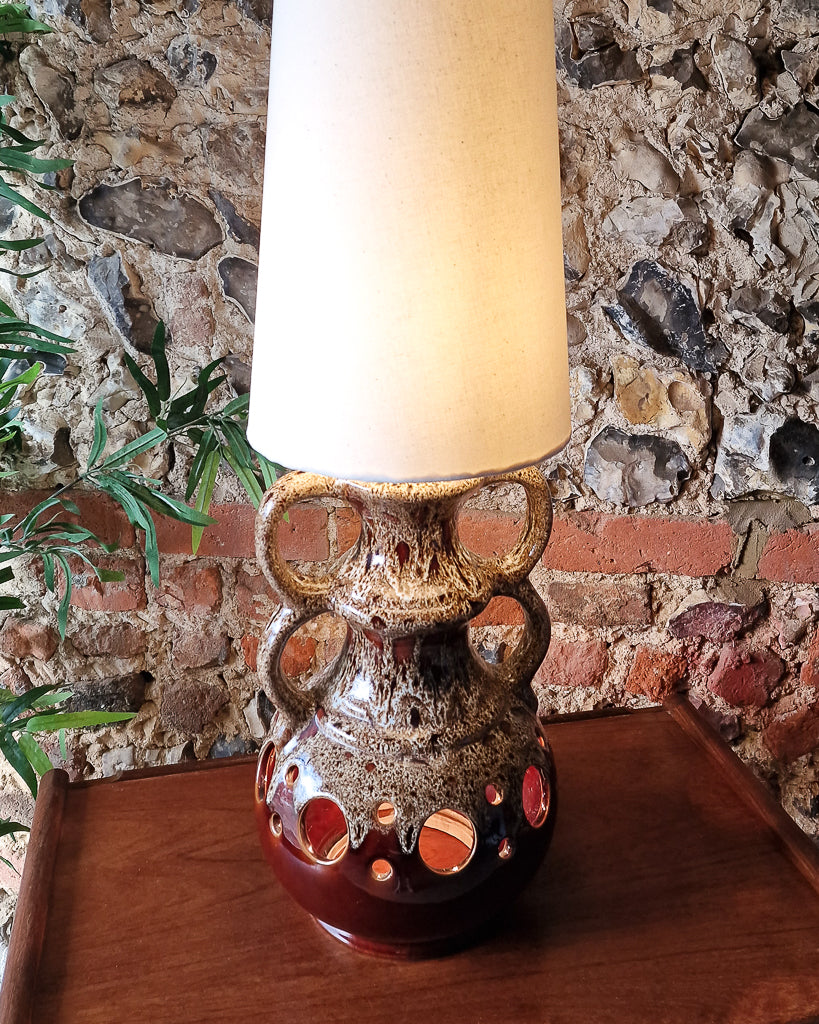 Large German Pottery Fat Lava Table Lamp