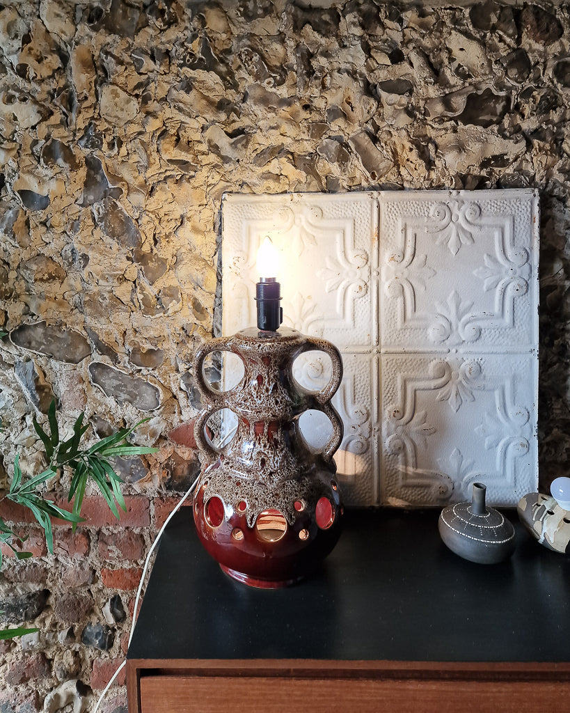 Large German Pottery Fat Lava Table Lamp