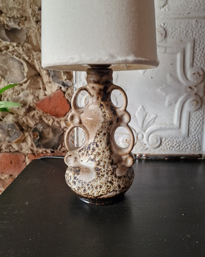 Small German Pottery Fat Lava Table Lamp (inc. Lampshade)