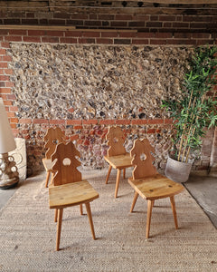 Brutalist Pine Dining Chairs (x4)