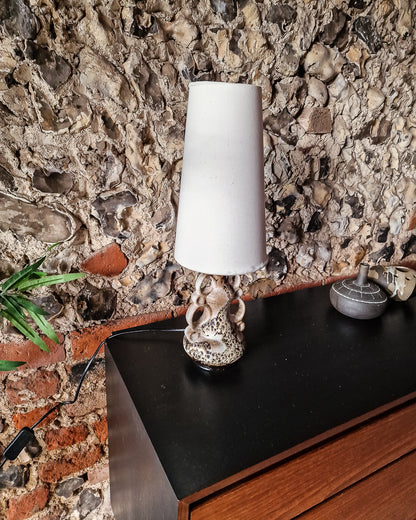 Small German Pottery Fat Lava Table Lamp (inc. Lampshade)