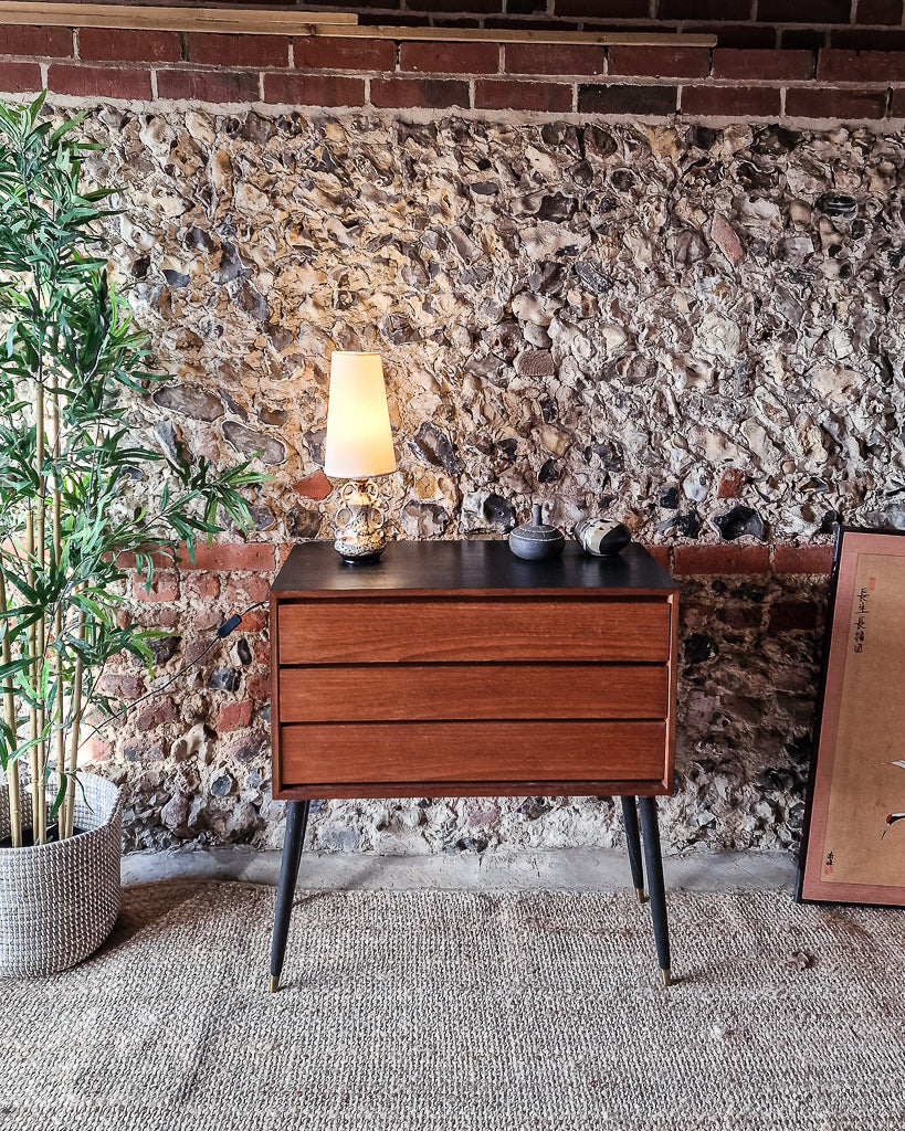 Small German Pottery Fat Lava Table Lamp (inc. Lampshade)