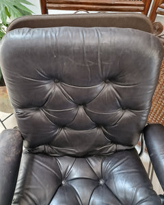 Mid Century Norweigen Chrome & Leather Recliner Armchair