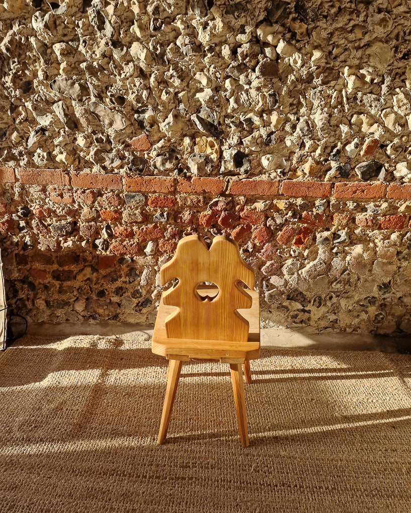 Brutalist Pine Dining Chairs (x4)