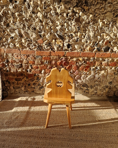 Brutalist Pine Dining Chairs (x4)