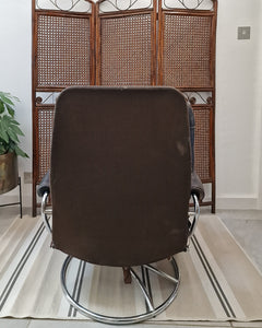 Mid Century Norweigen Chrome & Leather Recliner Armchair