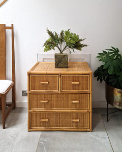 Vintage Bamboo & Rattan Chest of Drawers