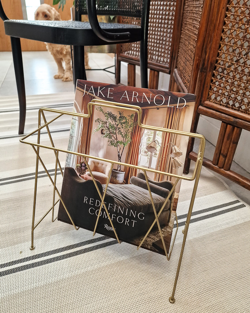 Vintage Brass Magazine Rack