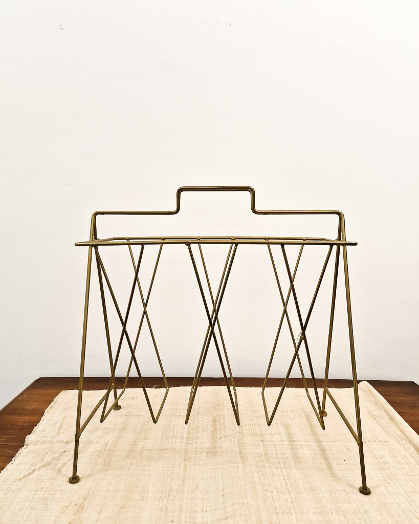 Vintage Brass Magazine Rack