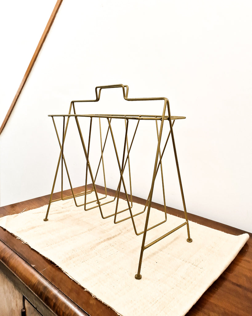 Vintage Brass Magazine Rack