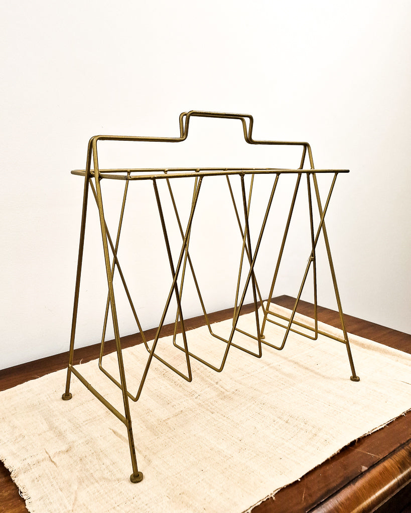 Vintage Brass Magazine Rack