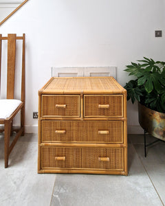 Vintage Bamboo & Rattan Chest of Drawers