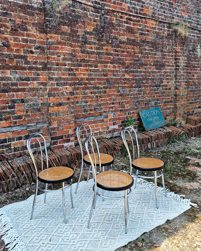 Mid Century Thonet Style Glass & Chrome Dining Table & Chairs (x 4)