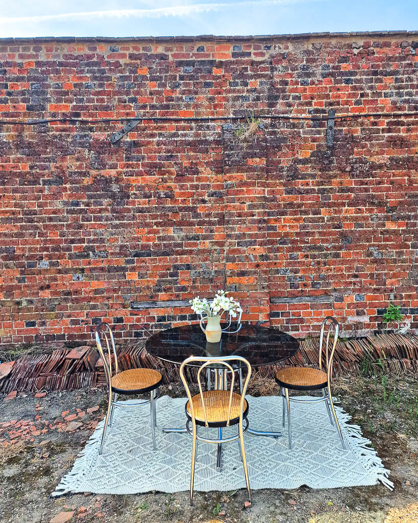 Mid Century Thonet Style Glass & Chrome Dining Table & Chairs (x 4)