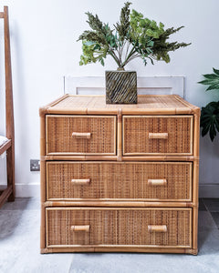 Vintage Bamboo & Rattan Chest of Drawers