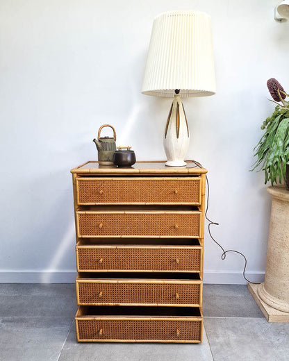 Vintage Bamboo & Rattan Chest of Drawers