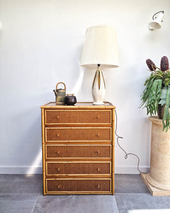 Vintage Bamboo & Rattan Chest of Drawers