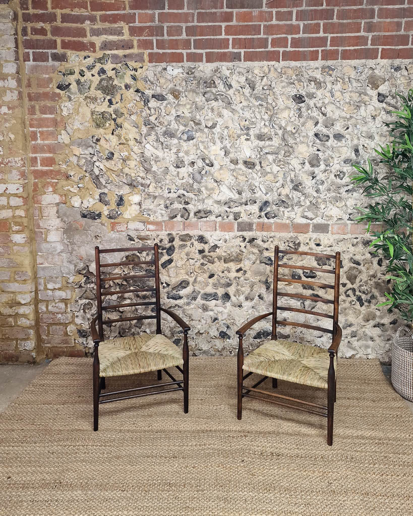 Arts & Craft Low Fireside Chairs & Foot Stool