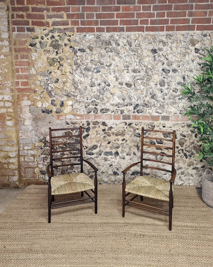 Arts & Craft Low Fireside Chairs & Foot Stool