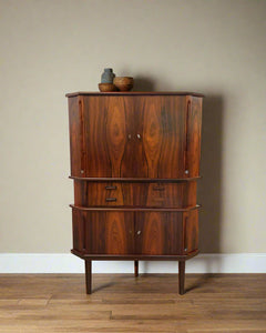 Mid Century Rosewood Corner Drinks Cabinet